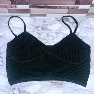 Aerie Forest Green Ribbed Cropped Brami Tank Top NWOT